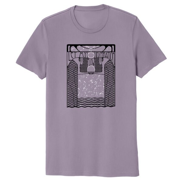 Let my inspiration flow, organic cotton and grateful dead inspired tee in cosmic purple