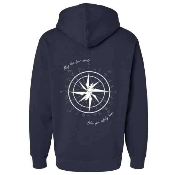 May the four winds blow you safety home zip up hoodie with lightning bolt front.