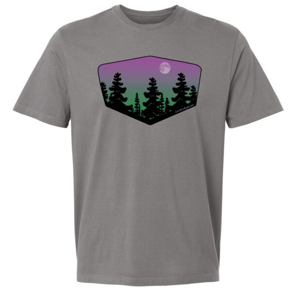 Northern Lights tee in organic cotton on grey