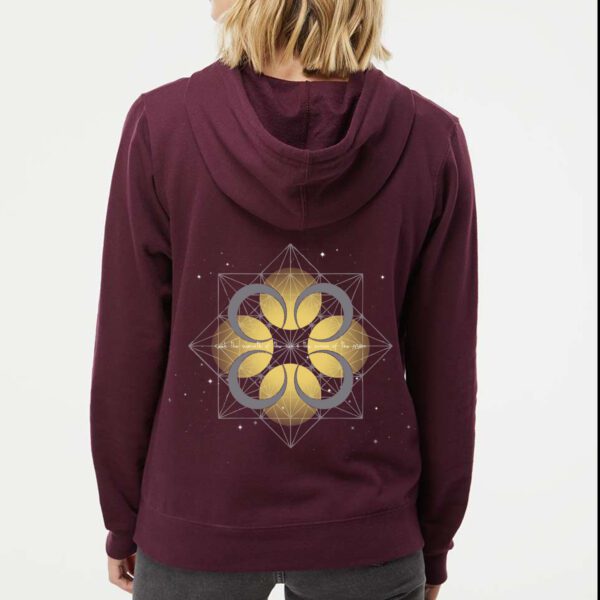 Seek the warmth of the sun and the wisdom of the moon ladies zip up in blackberry model shot