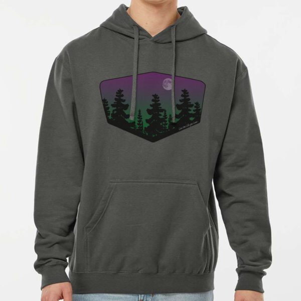 Northern Lights Hoodie on charcoal unisex