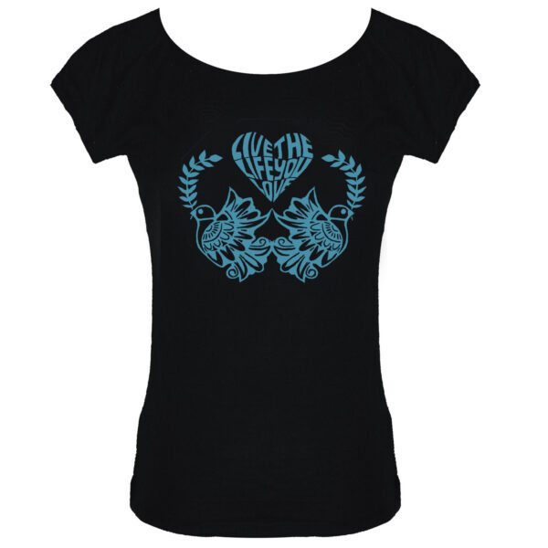 peace love dove bamboo tee in black