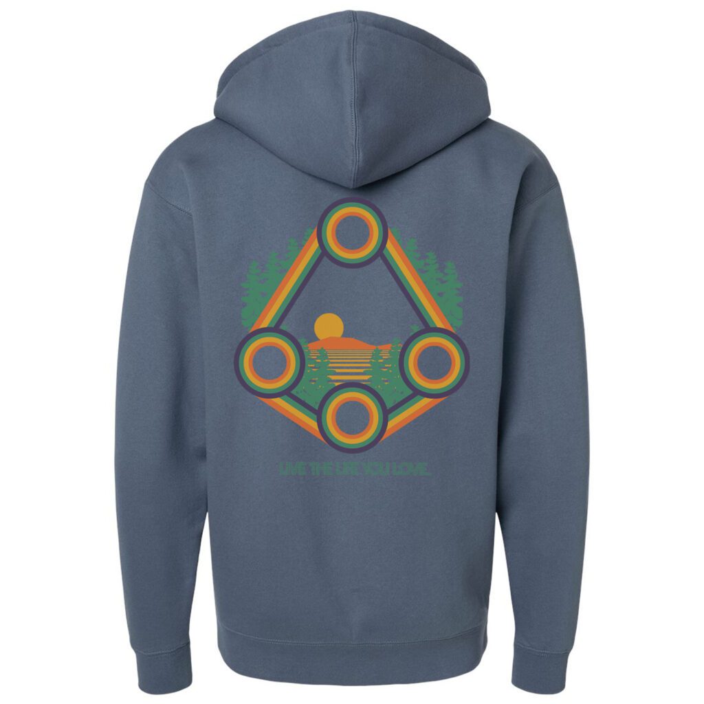 Catskill Zip Up Hoodie Front Storm Blue Live the Life you Love