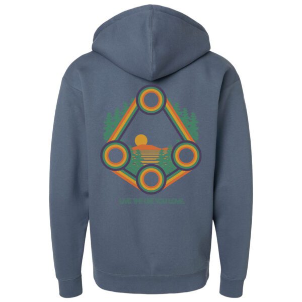 Catskill Zip Up Hoodie Front Storm Blue Live the Life you Love