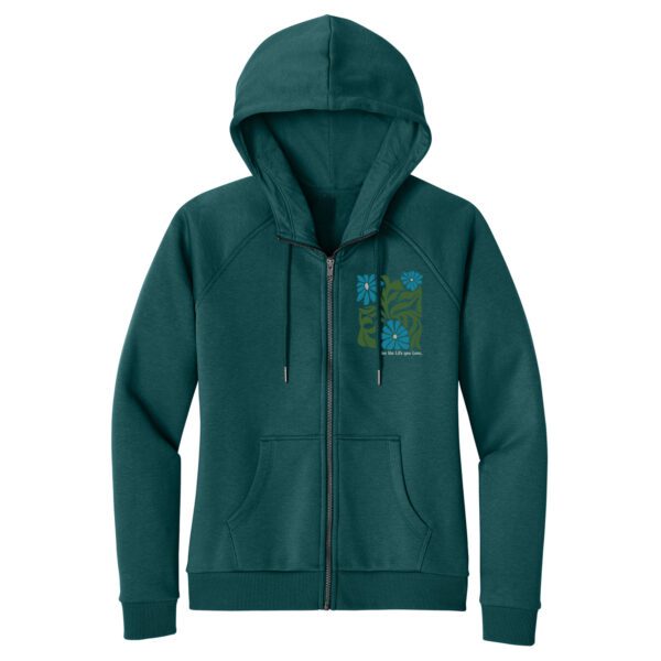 Flower Stamp Ladies Zip Up in Tourmaline - Image 2