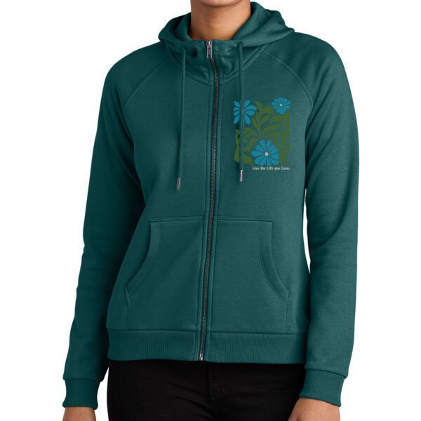 Flower Stamp Ladies Zip Up in Tourmaline - Image 3