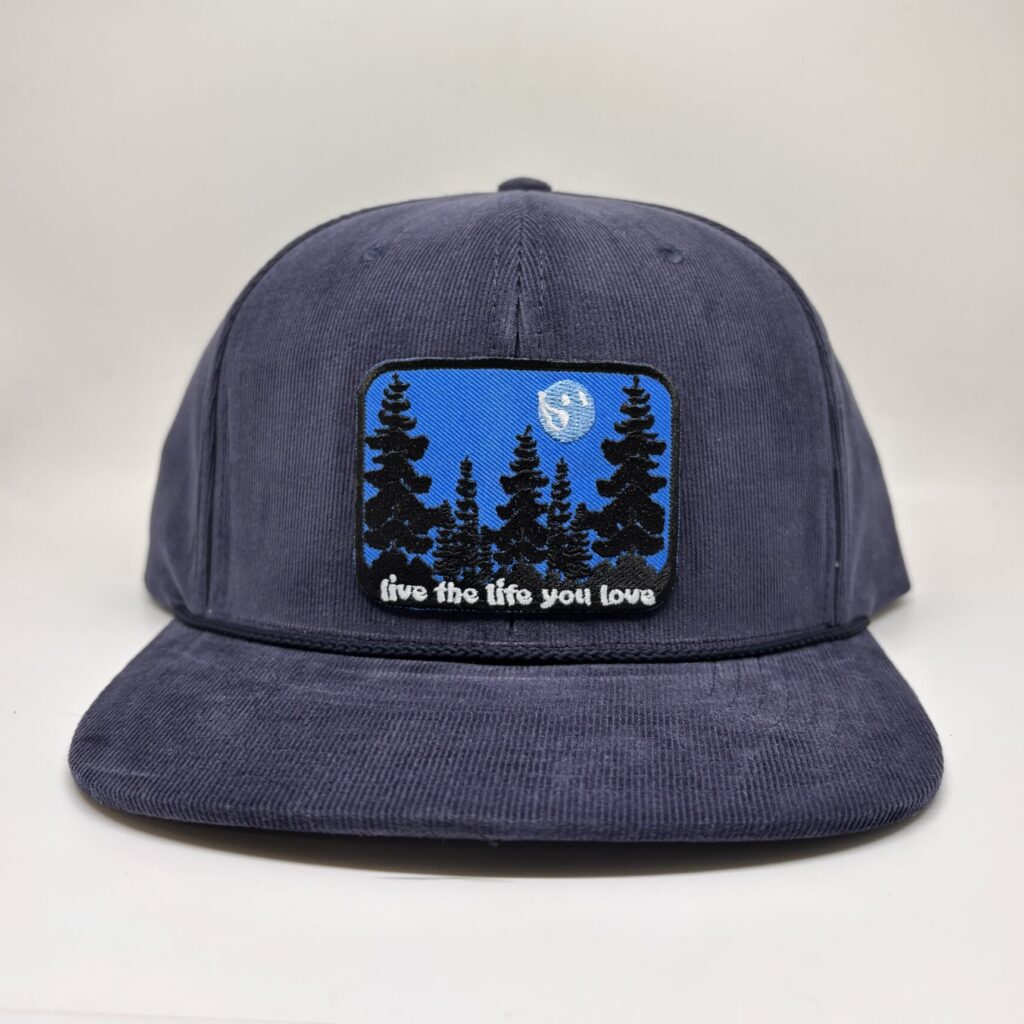 Live the Life you Love moon corduroy hat on Light Navy